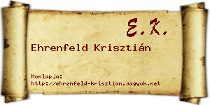 Ehrenfeld Krisztián névjegykártya